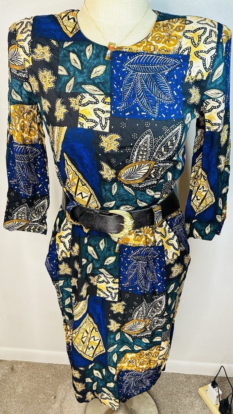 Vintage SL Fashions Dress With Belt Size 8 Boho 90s